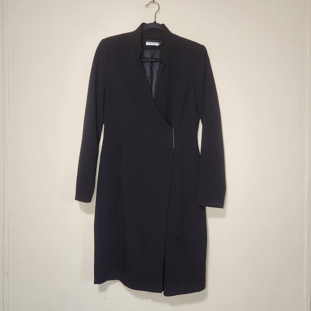 Calvin Klein Black Long Sleeve Wrap Dress‎ Womens Size 6